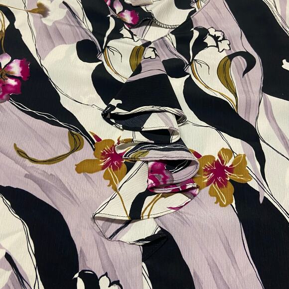 Maggie Sweet Top Ruffle V Neck Floral Evening Cloud Short Sleeve 1X EUC - Picture 3 of 7